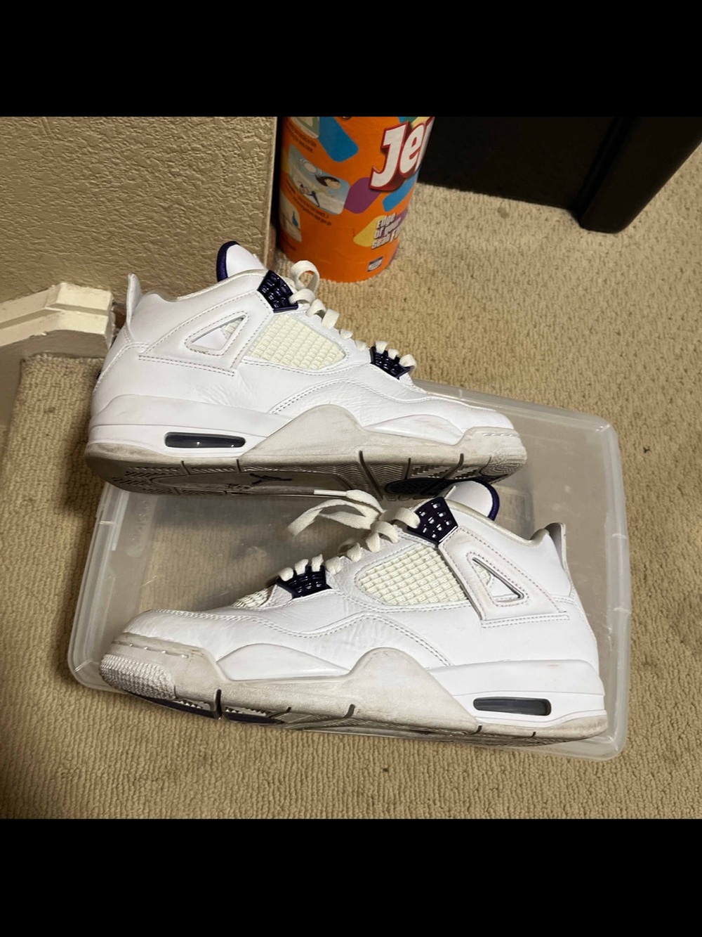 Nike Air Jordan 4 Retro Purple Metallic CT8527-115 Men's Sneaker Sz 8.5 White